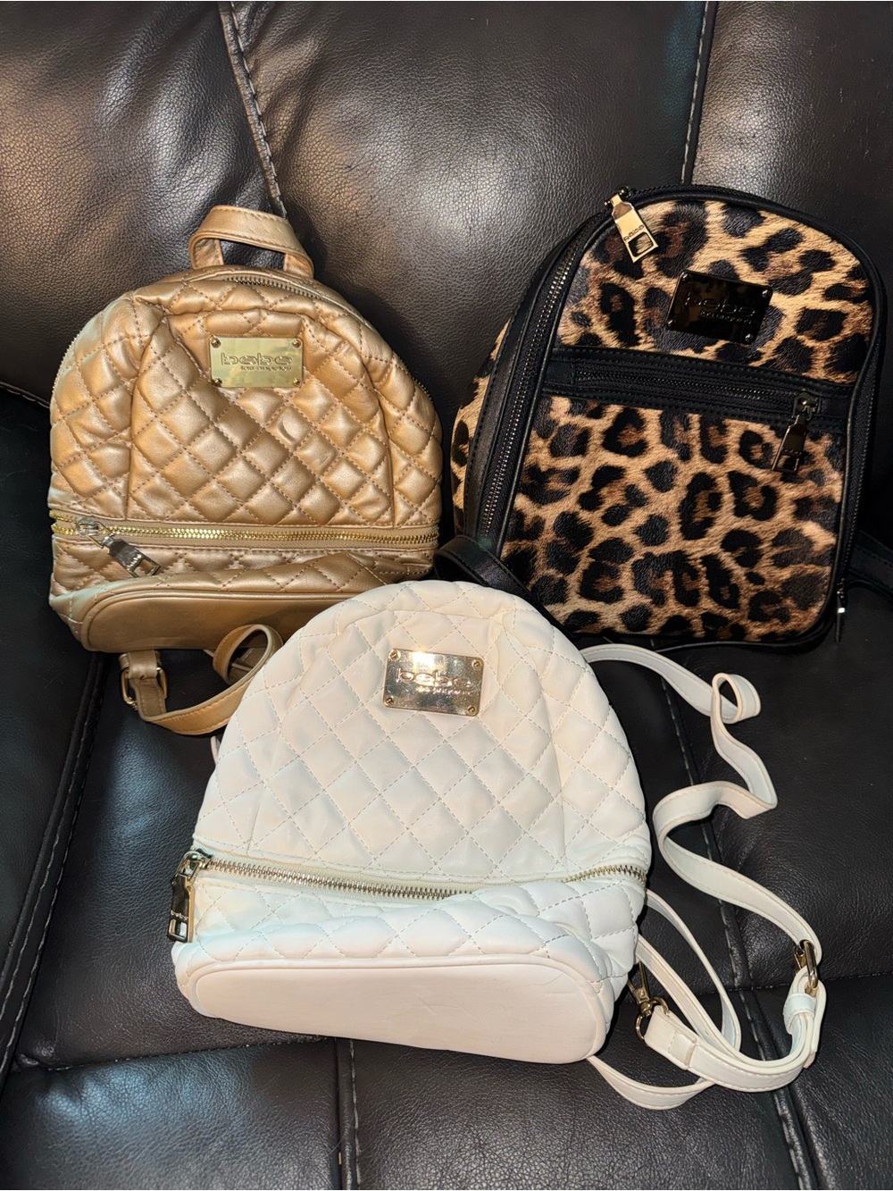 3 BEBE YSK Mini Quilted Backpack Purse